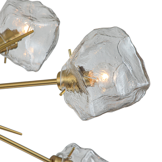 12-Light Modern Glam Brass Sputnik Ice Glass Chandelier Light for Dining Room/ Living Room/ Bedroom