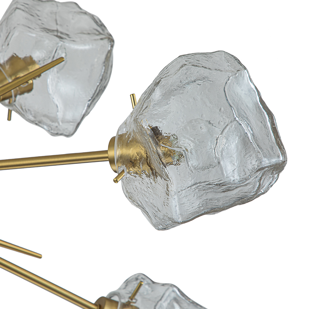 12-Light Modern Glam Brass Sputnik Ice Glass Chandelier Light for Dining Room/ Living Room/ Bedroom