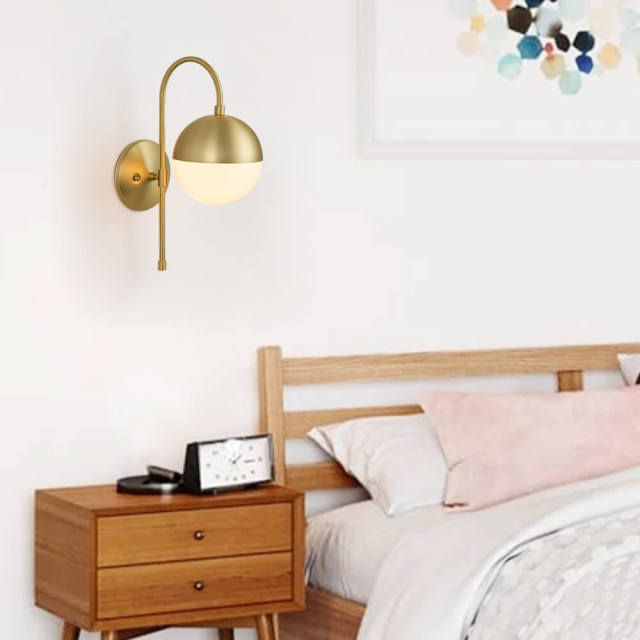 Modern Opal Globes Wall Sconces Wall Lamp in Black /Brass Finish for Living /Dining Room /Hallway