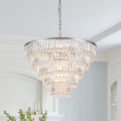 17-Light Modern Luxury Dimmable Chandelier in Tassel Crystal Tiered Style for Living Room/ Dining Room/ Restaurant/ Bedroom