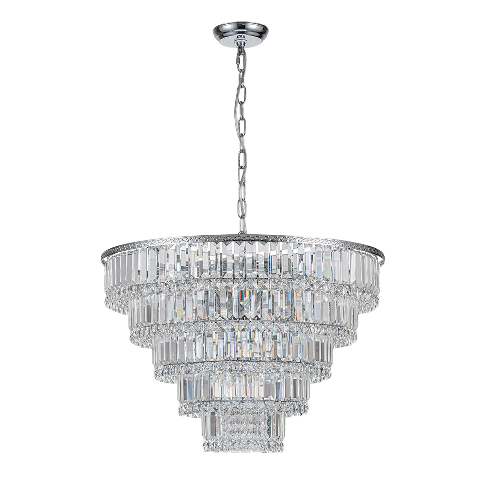 17-Light Modern Luxury Dimmable Chandelier in Tassel Crystal Tiered Style for Living Room/ Dining Room/ Restaurant/ Bedroom