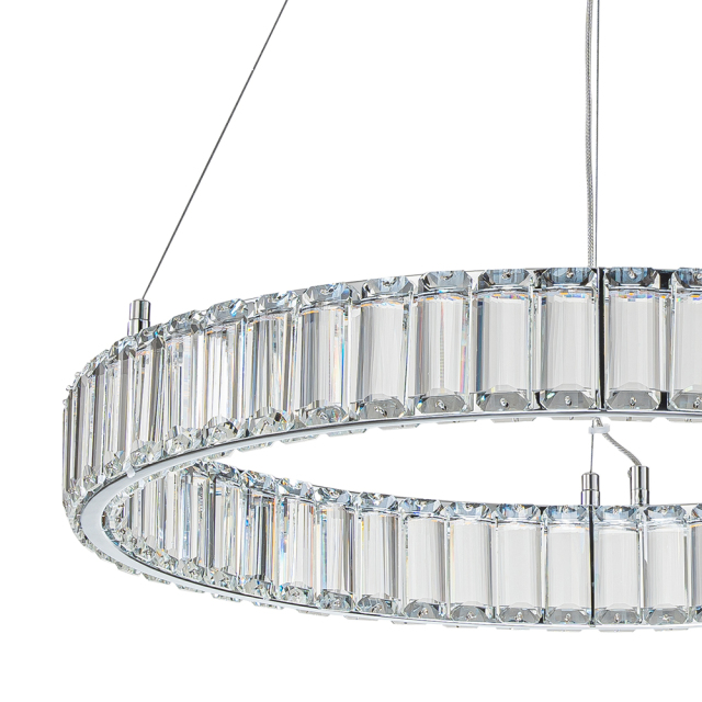 Glam Modern Circular Round Dimmable LED Chandelier in Luxury Crystal Design for Living Room/ Dining Room/ Restaurant/ Bedroom