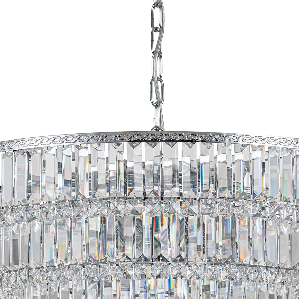 17-Light Modern Luxury Dimmable Chandelier in Tassel Crystal Tiered Style for Living Room/ Dining Room/ Restaurant/ Bedroom