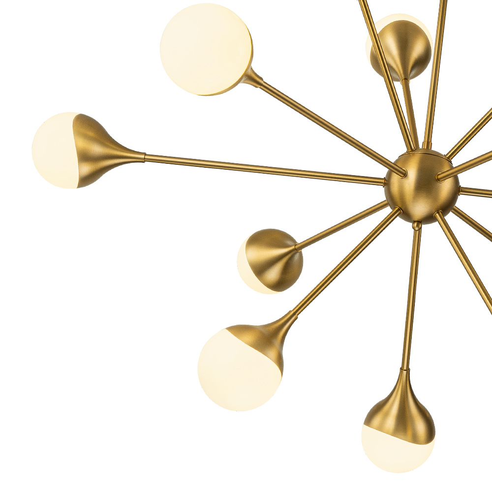12-Light Modern Sunbrast Sputnik Chandelier in Brass Finish for Living Room/ Dining Room/ Restaurant/ Bedroom