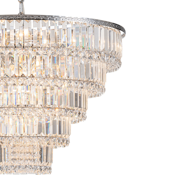 17-Light Modern Luxury Dimmable Chandelier in Tassel Crystal Tiered Style for Living Room/ Dining Room/ Restaurant/ Bedroom