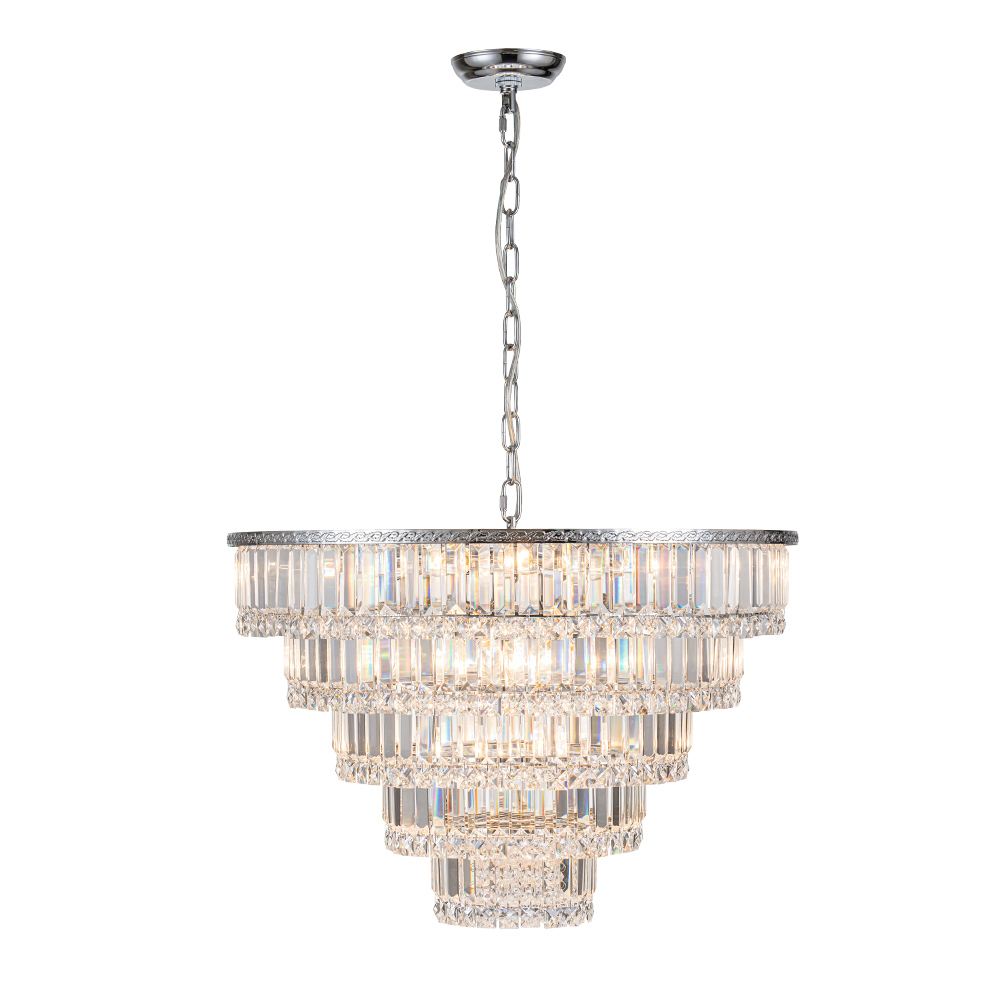 17-Light Modern Luxury Dimmable Chandelier in Tassel Crystal Tiered Style for Living Room/ Dining Room/ Restaurant/ Bedroom