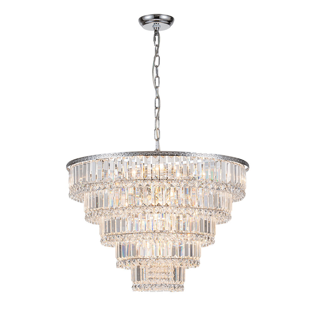 17-Light Modern Luxury Dimmable Chandelier in Tassel Crystal Tiered Style for Living Room/ Dining Room/ Restaurant/ Bedroom