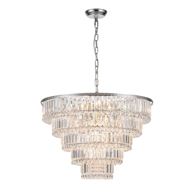 17-Light Modern Luxury Dimmable Chandelier in Tassel Crystal Tiered Style for Living Room/ Dining Room/ Restaurant/ Bedroom