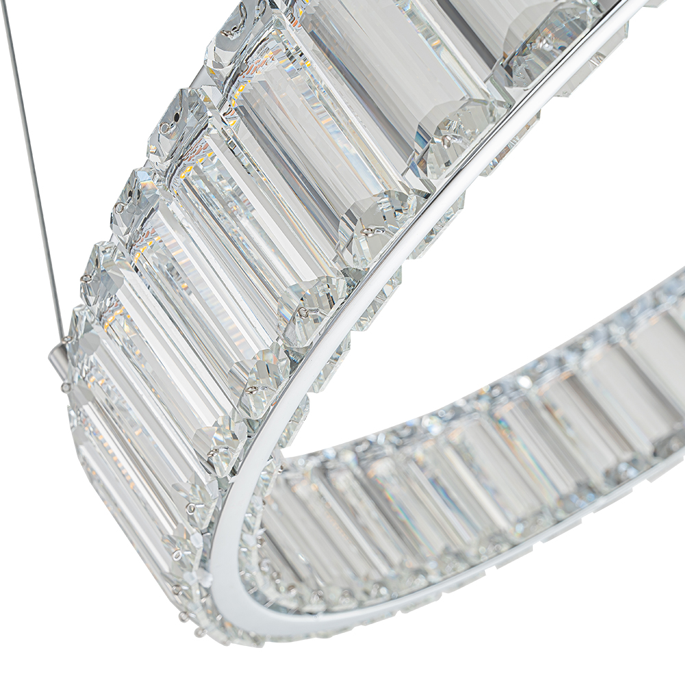 Glam Modern Circular Round Dimmable LED Chandelier in Luxury Crystal Design for Living Room/ Dining Room/ Restaurant/ Bedroom