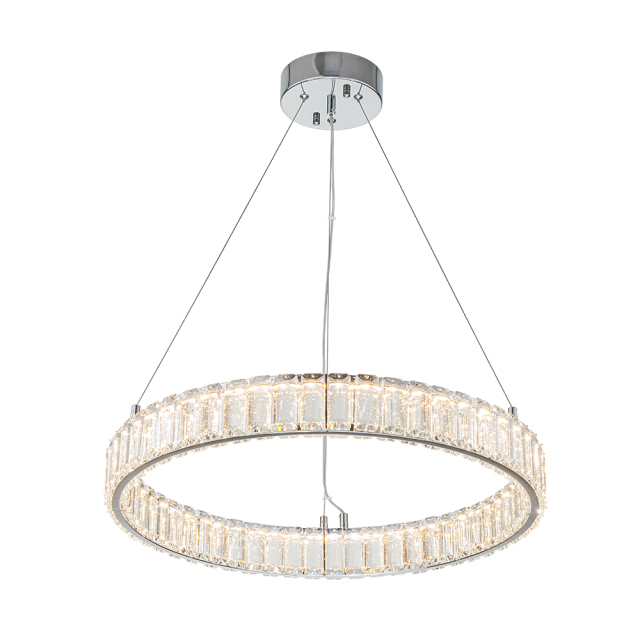 Glam Modern Circular Round Dimmable LED Chandelier in Luxury Crystal Design for Living Room/ Dining Room/ Restaurant/ Bedroom