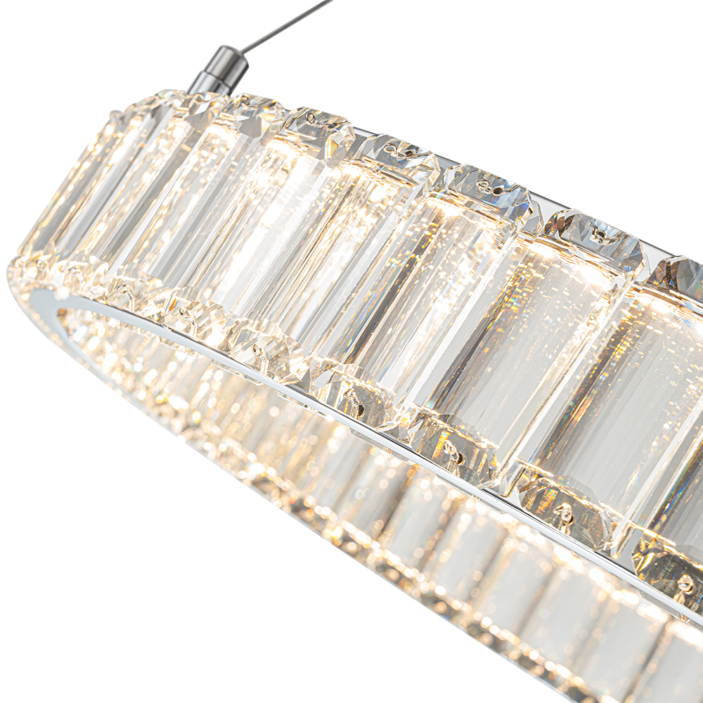 Glam Modern Circular Round Dimmable LED Chandelier in Luxury Crystal Design for Living Room/ Dining Room/ Restaurant/ Bedroom