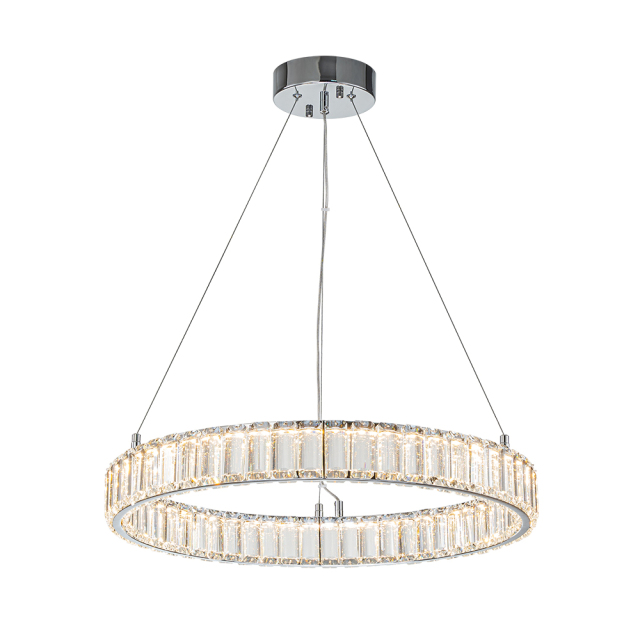 Glam Modern Circular Round Dimmable LED Chandelier in Luxury Crystal Design for Living Room/ Dining Room/ Restaurant/ Bedroom
