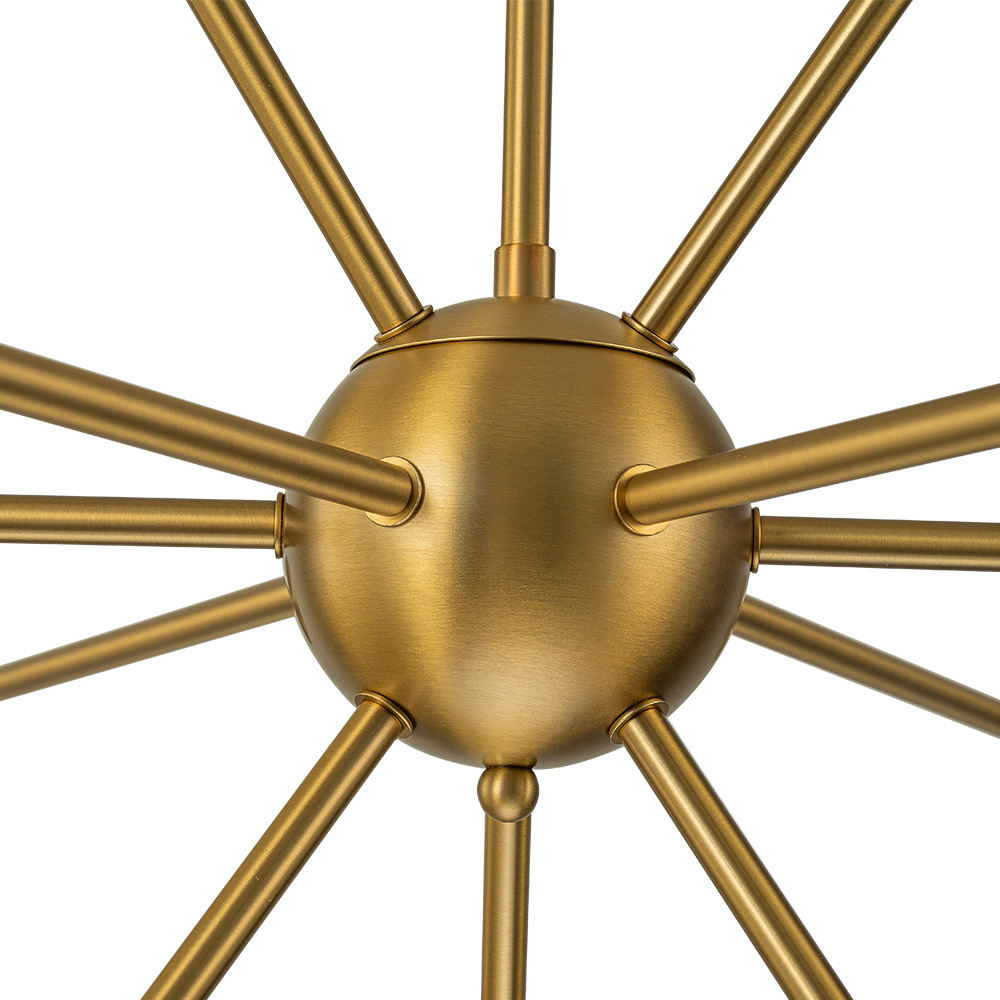 12-Light Modern Sunbrast Sputnik Chandelier in Brass Finish for Living Room/ Dining Room/ Restaurant/ Bedroom