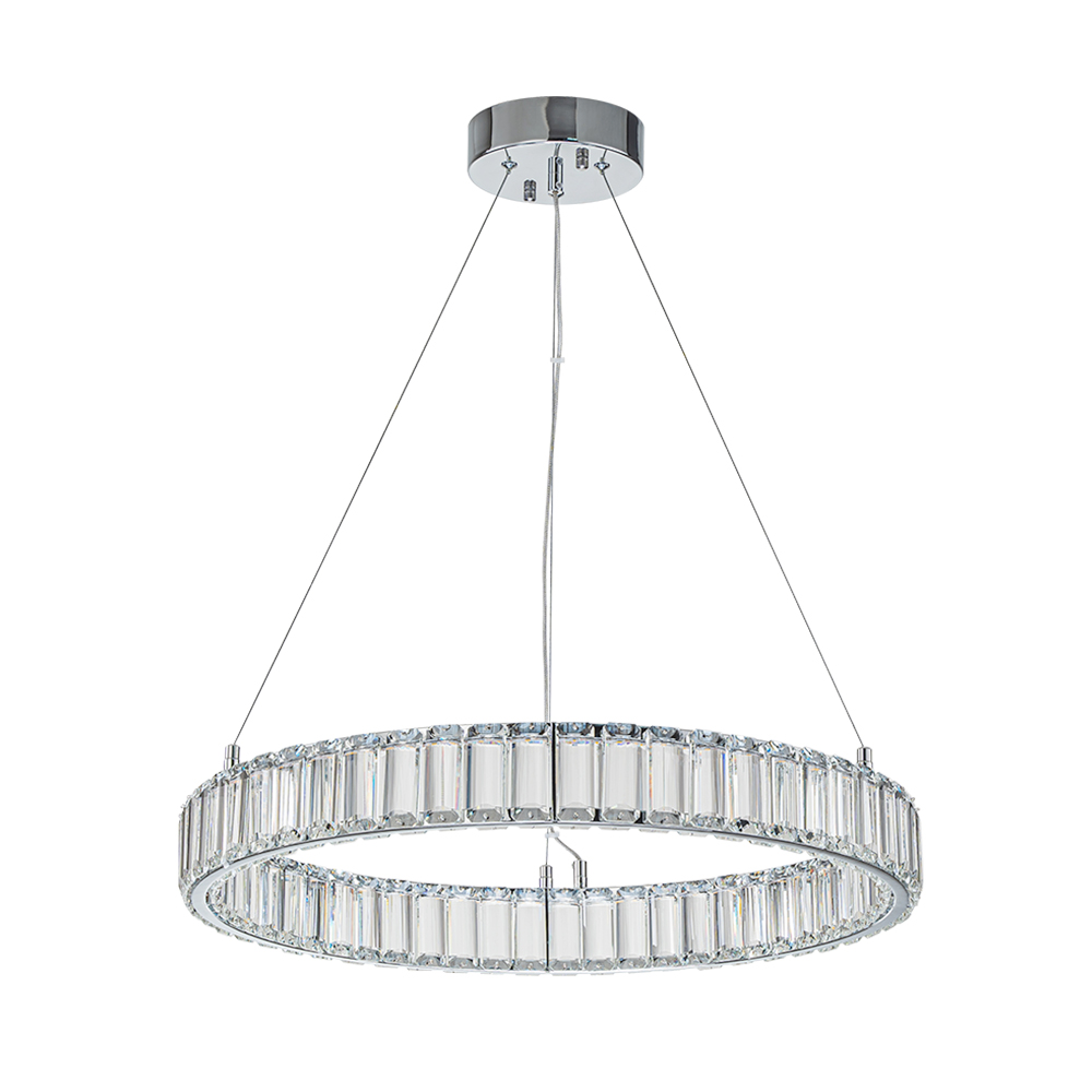 Glam Modern Circular Round Dimmable LED Chandelier in Luxury Crystal Design for Living Room/ Dining Room/ Restaurant/ Bedroom