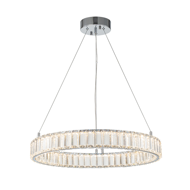 Glam Modern Circular Round Dimmable LED Chandelier in Luxury Crystal Design for Living Room/ Dining Room/ Restaurant/ Bedroom