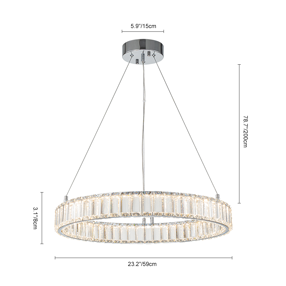 Glam Modern Circular Round Dimmable LED Chandelier in Luxury Crystal Design for Living Room/ Dining Room/ Restaurant/ Bedroom
