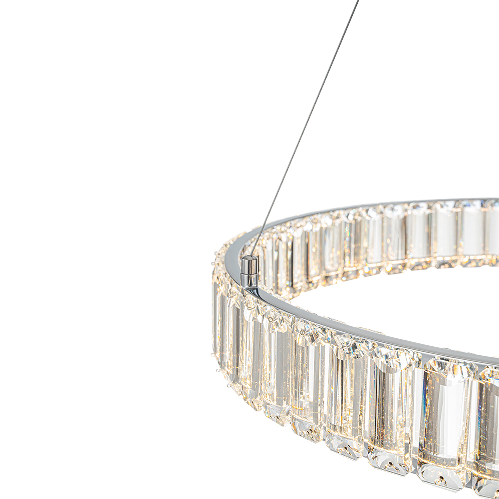 Glam Modern Circular Round Dimmable LED Chandelier in Luxury Crystal Design for Living Room/ Dining Room/ Restaurant/ Bedroom