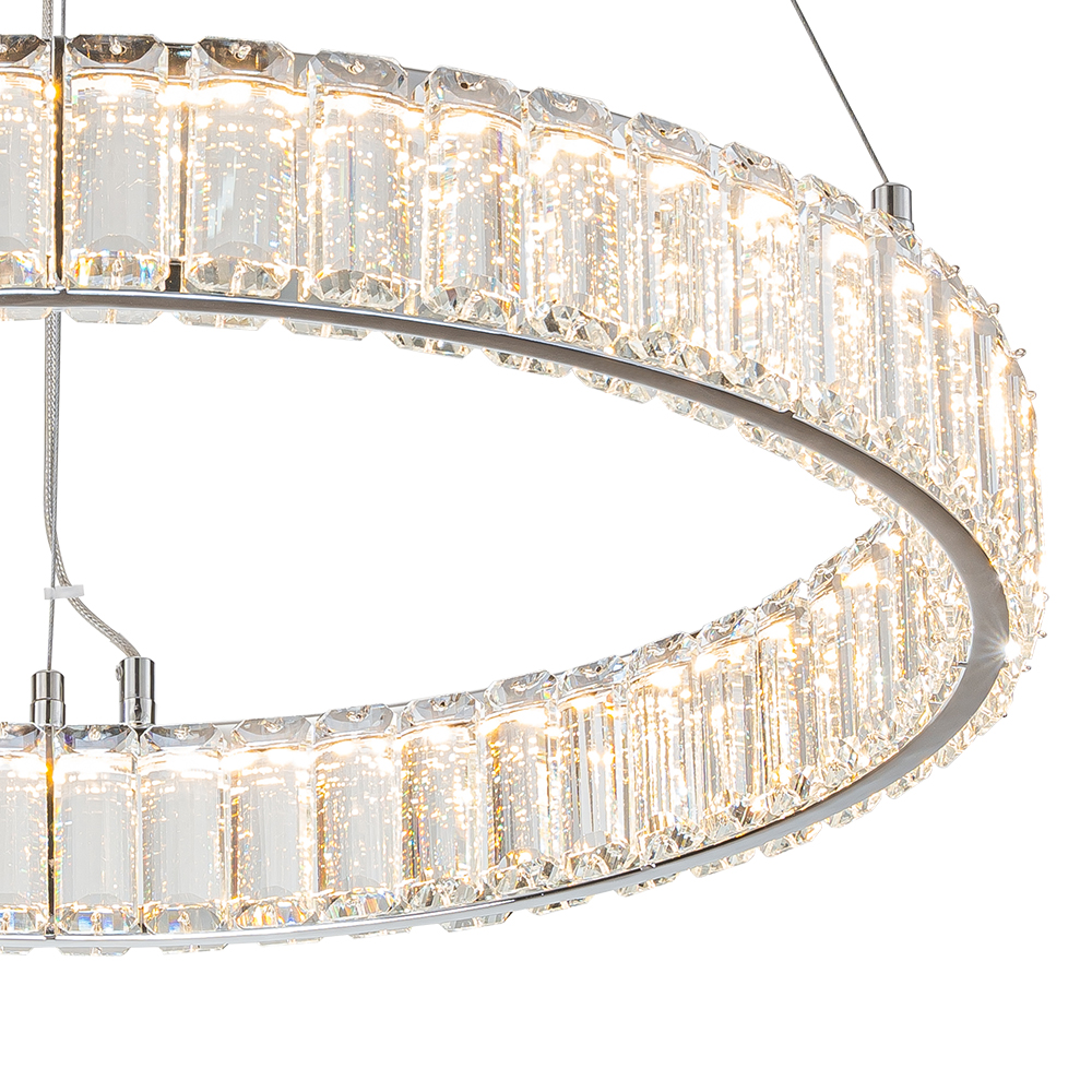 Glam Modern Circular Round Dimmable LED Chandelier in Luxury Crystal Design for Living Room/ Dining Room/ Restaurant/ Bedroom