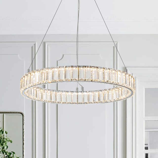 Glam Modern Circular Round Dimmable LED Chandelier in Luxury Crystal Design for Living Room/ Dining Room/ Restaurant/ Bedroom