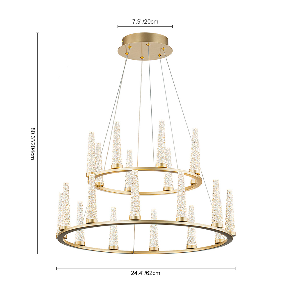 Dimmable LED Luxury Modern Wagon Wheel Chandelier with Acrylic Shade for Dining Table/ Kitchen/ Entryway/ Entrance