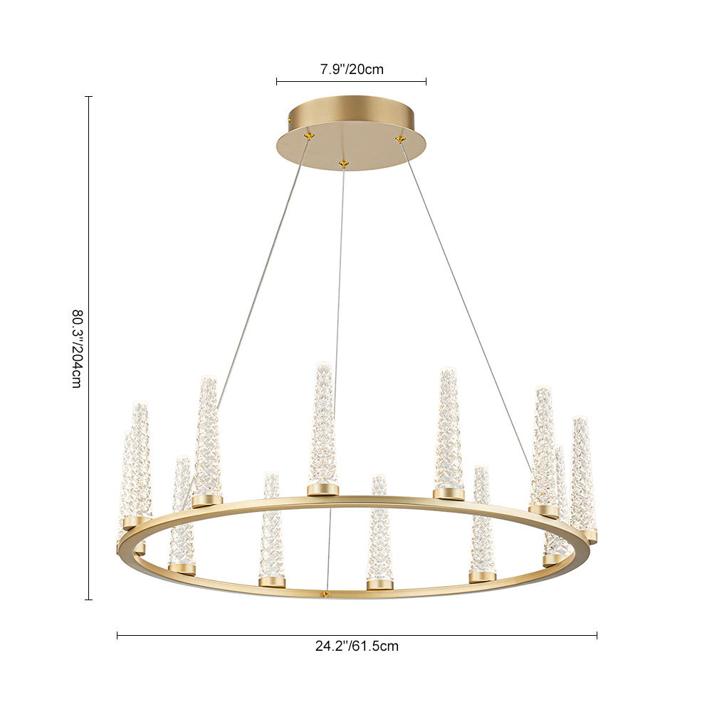Dimmable LED Luxury Modern Wagon Wheel Chandelier with Acrylic Shade for Dining Table/ Kitchen/ Entryway/ Entrance