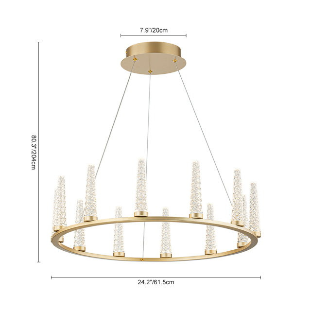 Dimmable LED Luxury Modern Wagon Wheel Chandelier with Acrylic Shade for Dining Table/ Kitchen/ Entryway/ Entrance