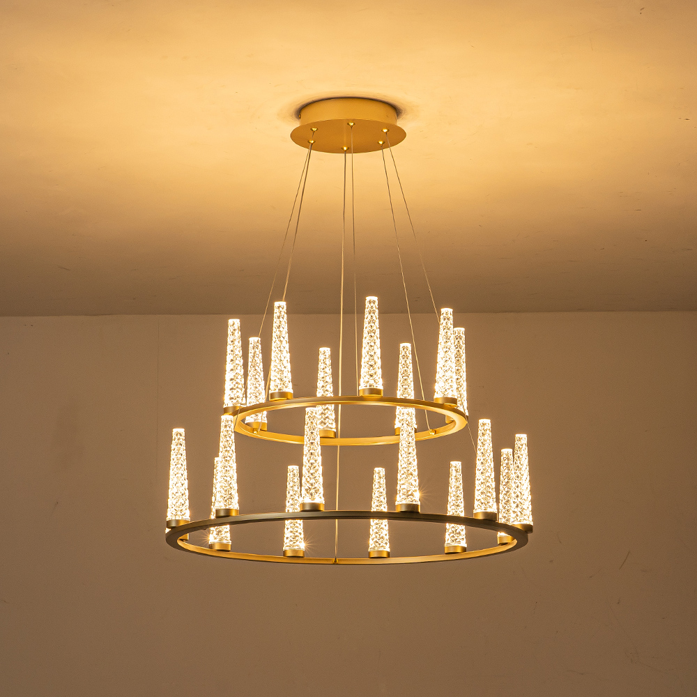 Dimmable LED Luxury Modern Wagon Wheel Chandelier with Acrylic Shade for Dining Table/ Kitchen/ Entryway/ Entrance