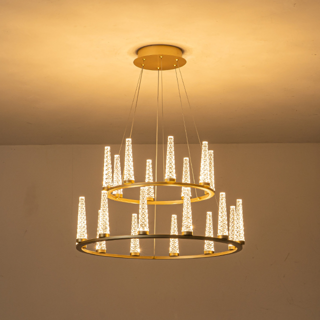 Dimmable LED Luxury Modern Wagon Wheel Chandelier with Acrylic Design for Dining Table/ Kitchen/ Entryway/ Entrance