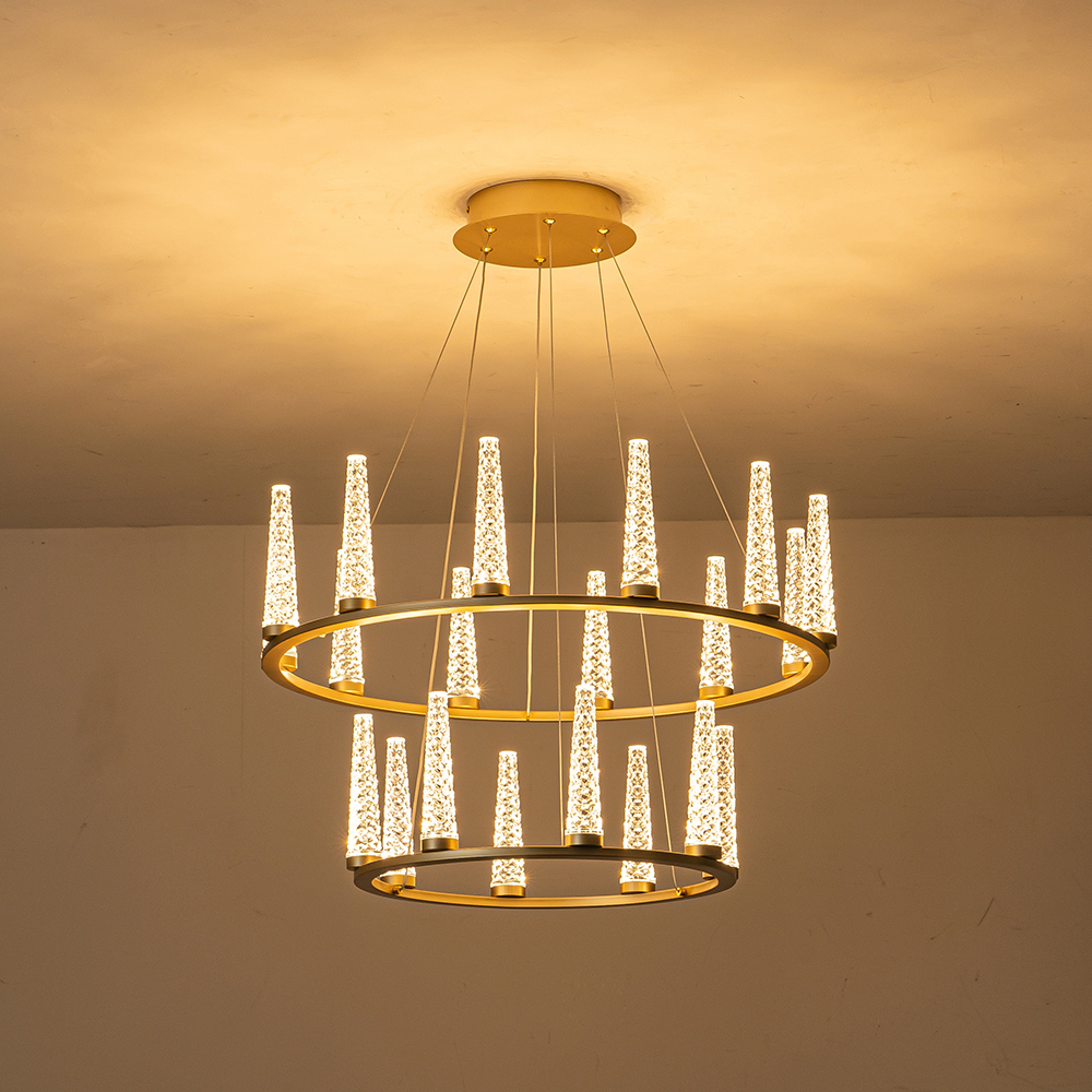 Dimmable LED Luxury Modern Wagon Wheel Chandelier with Acrylic Shade for Dining Table/ Kitchen/ Entryway/ Entrance