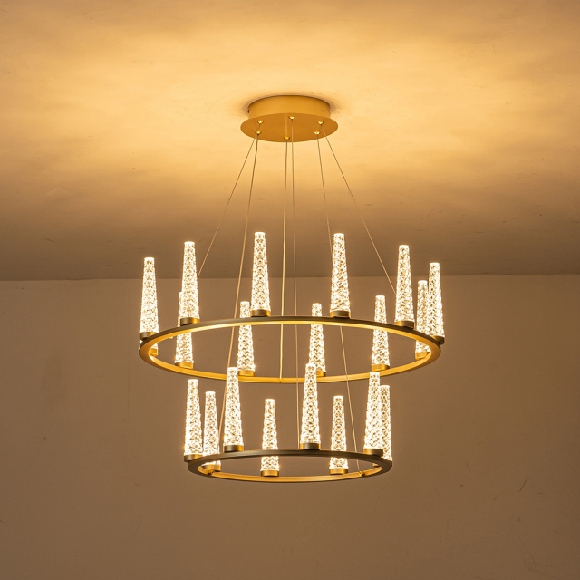Dimmable LED Luxury Modern Wagon Wheel Chandelier with Acrylic Design for Dining Table/ Kitchen/ Entryway/ Entrance
