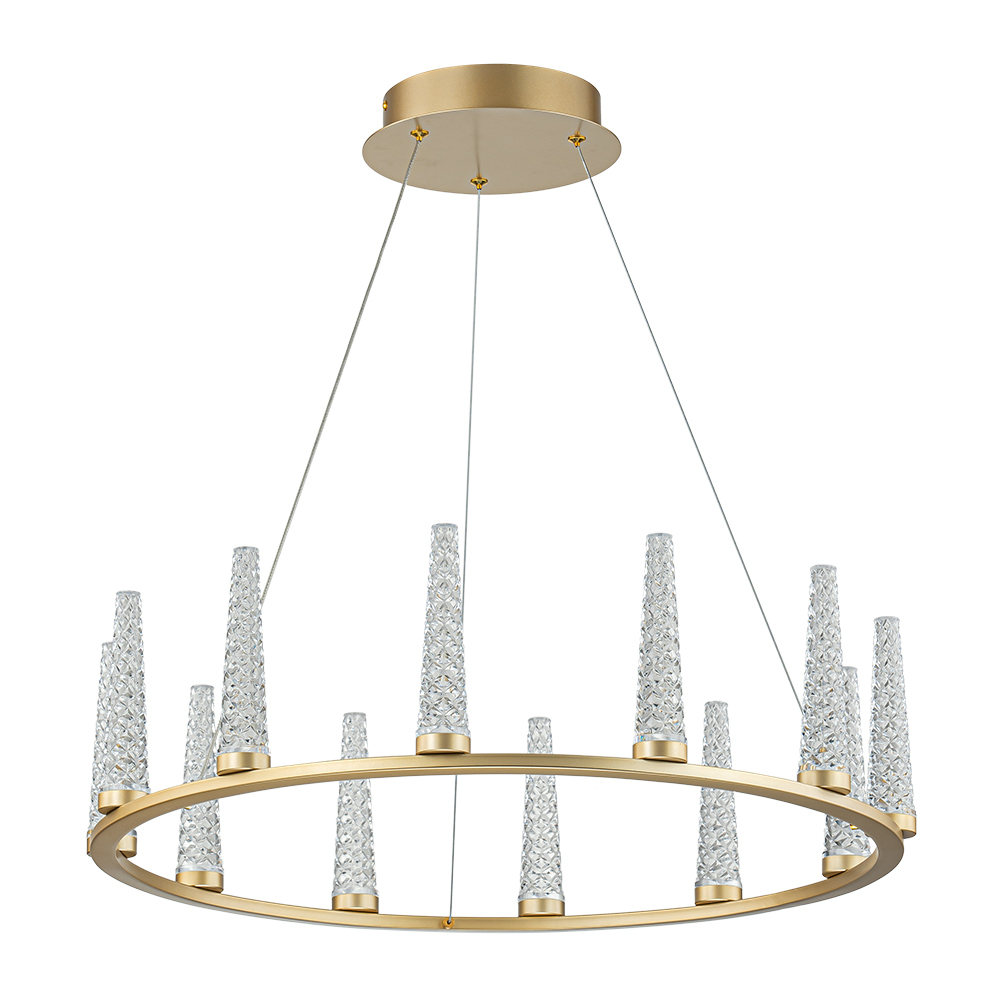 Dimmable LED Luxury Modern Wagon Wheel Chandelier with Acrylic Shade for Dining Table/ Kitchen/ Entryway/ Entrance