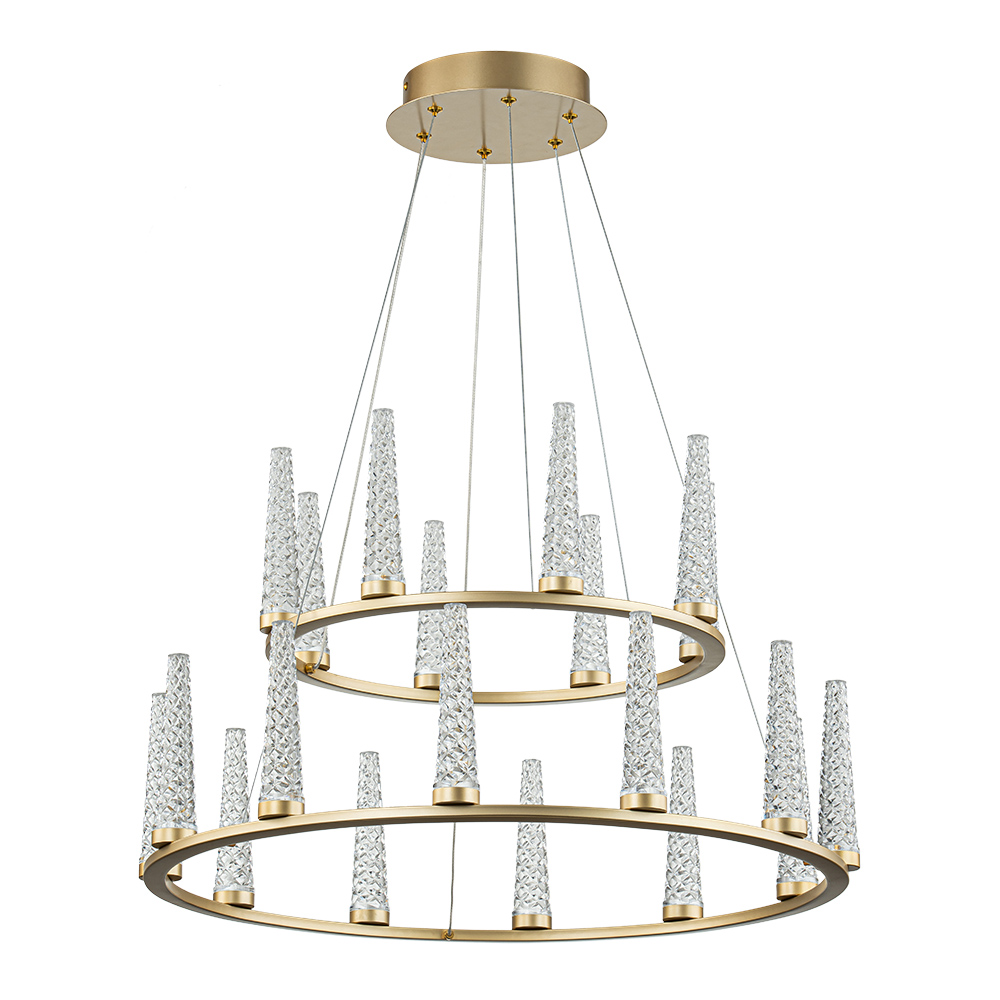 Dimmable LED Luxury Modern Wagon Wheel Chandelier with Acrylic Shade for Dining Table/ Kitchen/ Entryway/ Entrance