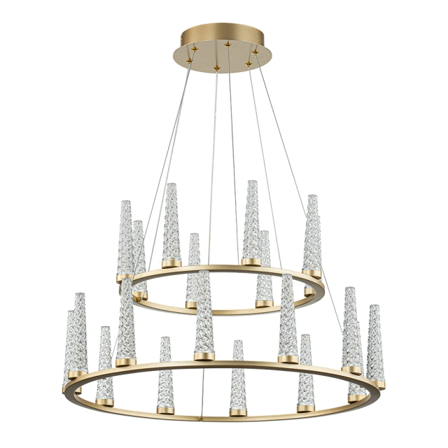 Dimmable LED Luxury Modern Wagon Wheel Chandelier with Acrylic Design for Dining Table/ Kitchen/ Entryway/ Entrance