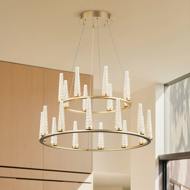 Dimmable LED Luxury Modern Wagon Wheel Chandelier with Acrylic Design for Dining Table/ Kitchen/ Entryway/ Entrance