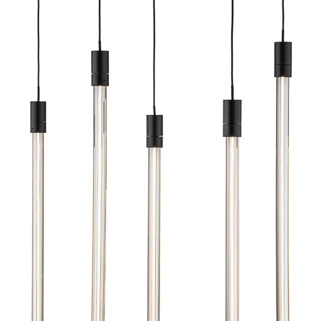 Dimmable LED Modern Black Linear Island Chandelier in 3000K Warm White for Bedroom Living Room Dining Room Home Ofiice
