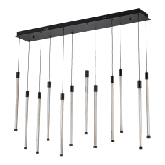 Dimmable LED Modern Black Linear Island Chandelier in 3000K Warm White for Bedroom Living Room Dining Room Home Ofiice