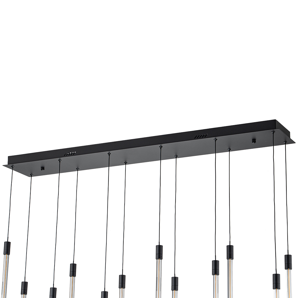 Dimmable LED Modern Black Linear Island Chandelier in 3000K Warm White for Bedroom Living Room Dining Room Home Ofiice