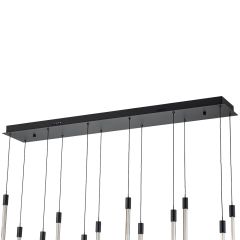 Dimmable LED Modern Black Linear Island Chandelier in 3000K Warm White for Bedroom Living Room Dining Room Home Ofiice