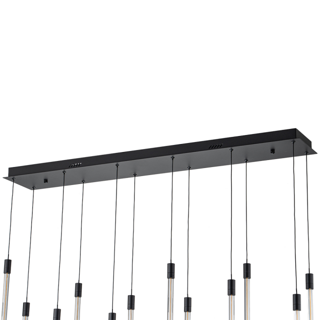 Dimmable LED Modern Black Linear Island Chandelier in 3000K Warm White for Bedroom Living Room Dining Room Home Ofiice