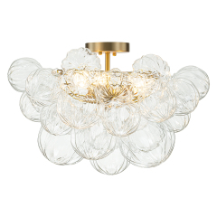 Glam Modern Cluster Petal Glass Bubble Semi Flush Mount Sputnik Ceiling Chandelier for Bedroom Dining Room Living Room