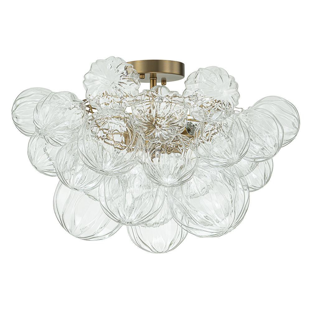Glam Modern Cluster Petal Glass Bubble Semi Flush Mount Sputnik Ceiling Chandelier for Bedroom Dining Room Living Room
