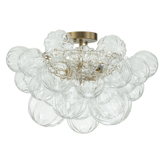 Glam Modern Cluster Petal Glass Bubble Semi Flush Mount Sputnik Ceiling Chandelier for Bedroom Dining Room Living Room