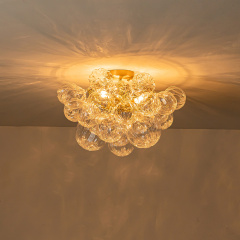Glam Modern Cluster Petal Glass Bubble Semi Flush Mount Sputnik Ceiling Chandelier for Bedroom Dining Room Living Room