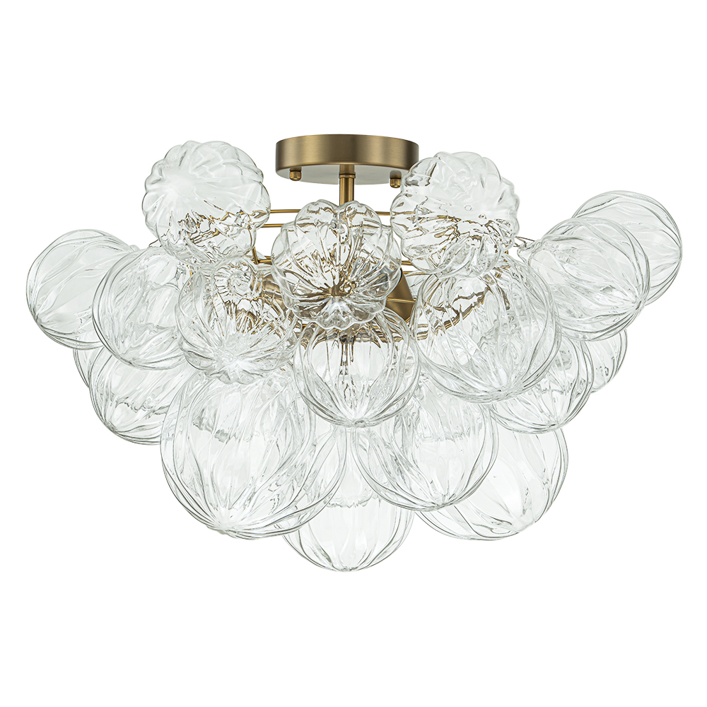 Glam Modern Cluster Petal Glass Bubble Semi Flush Mount Sputnik Ceiling Chandelier for Bedroom Dining Room Living Room