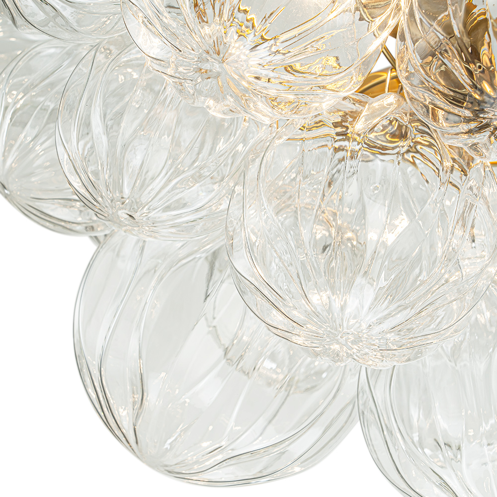 Glam Modern Cluster Petal Glass Bubble Semi Flush Mount Sputnik Ceiling Chandelier for Bedroom Dining Room Living Room