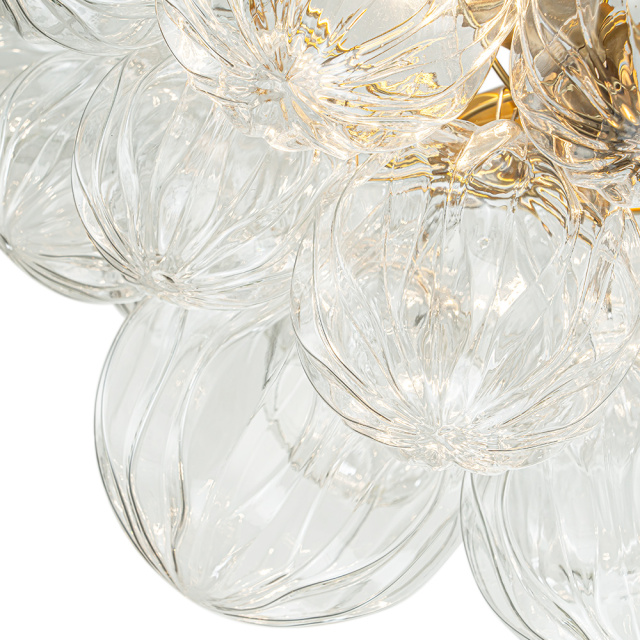 Glam Modern Cluster Petal Glass Bubble Semi Flush Mount Sputnik Ceiling Chandelier for Bedroom Dining Room Living Room