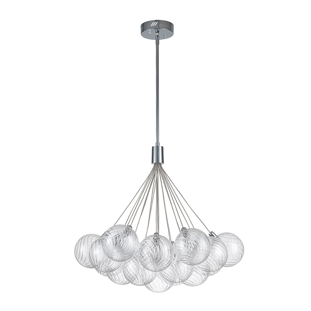 Glam Modern Dimmable LED Cluster Bubble Chandelier with Swirled Glass Design for Living Room/ Dining Room/ Restaurant/ Bedroom