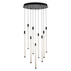 Modern Black Dimmable Warm White LED Multi-Light Chandelier Cluster High Ceiling Pendant Light for Staircase Stairway Living Room