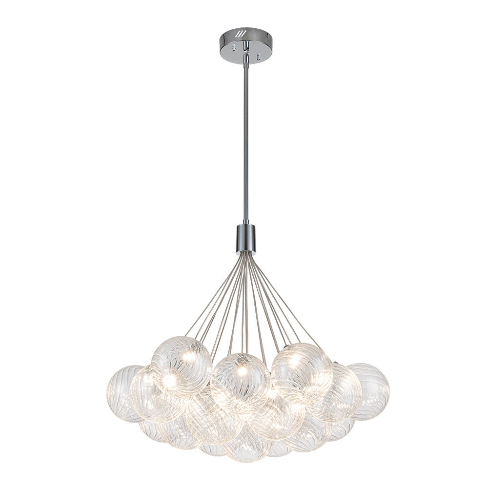 Glam Modern Dimmable LED Cluster Bubble Chandelier with Swirled Glass Design for Living Room/ Dining Room/ Restaurant/ Bedroom