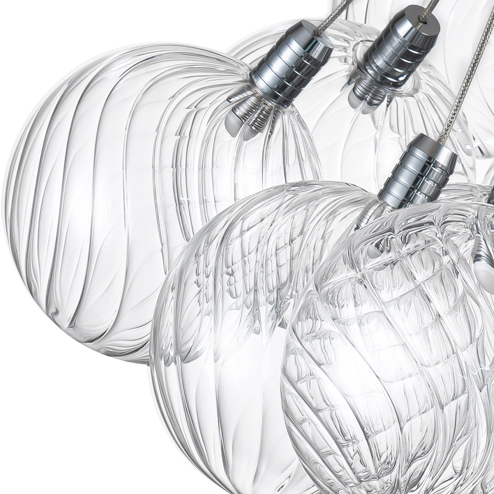 Glam Modern Dimmable LED Cluster Bubble Chandelier with Swirled Glass Design for Living Room/ Dining Room/ Restaurant/ Bedroom